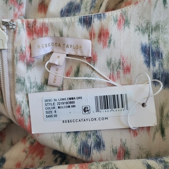 New Rebecca Taylor Emma Sleeveless Long Midi Dress In Multi Combo NWT Size 8 - Picture 16 of 17